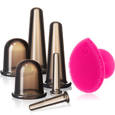 Juego de ventosas faciales de silicona, kit de ventosas de masaje al vac o para