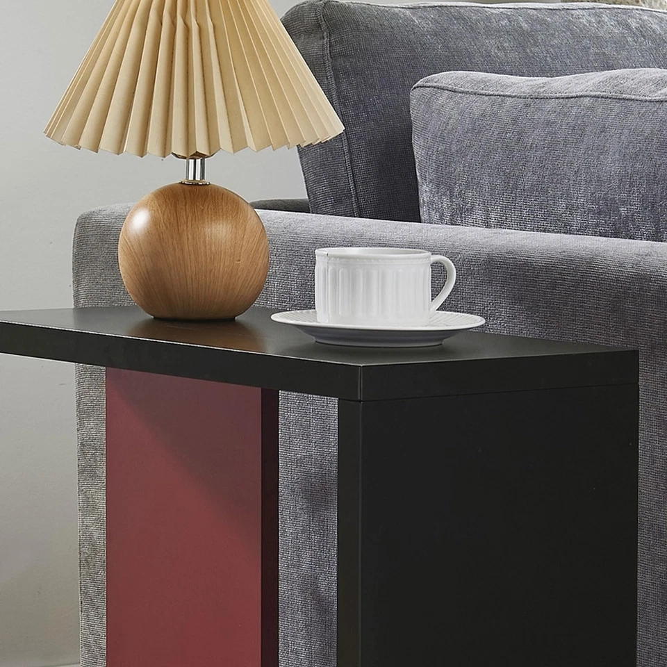 Kings Brand Furniture Side Table for Couch, Snack Laptop Table, Black/Red - Image 3 of 4