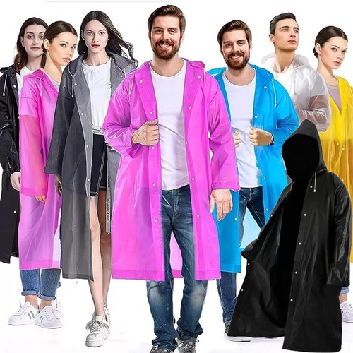 Raincoat Waterproof Poncho Reusable Plastic Adult Camping Festival Rain Coat - Picture 7 of 29