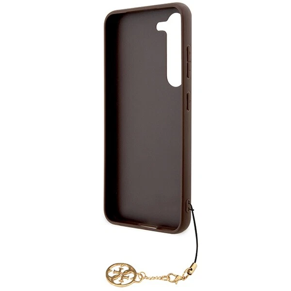 Galaxy S24 Guess Brown Faux Leather Phone Case with Gold Chain  