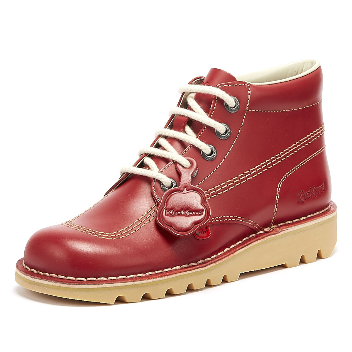 Botas de cuero rojo Kickers Kick para hombre con cordones cálidos zapatos informales invierno | eBay