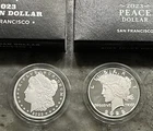 2023 S $1 Morgan & Peace Proof Silver Dollar 2pc Set Boxes COA 999 Silver 1.7 Oz