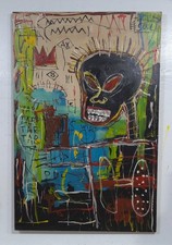 JEAN-MICHEL BASQUIAT ACRYL AUF LEINWAND 1982 GROSSES GEMÄLDE 47,1/2" x 31,3/4"