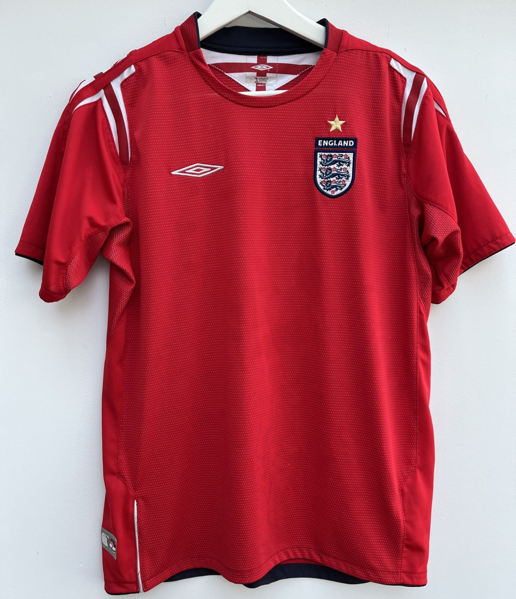 England 2004 Away Football Shirt Umbro Red Short Sleeve Boys XL