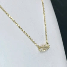 Kendra Scott Pave Bar Necklace Gold Tone White Crystal Pendant Adjustable 15–17”