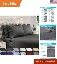 Queen Sheet Set - 6PCS Cooling Luxury Bedding with 21'' Extra Deep Pockets