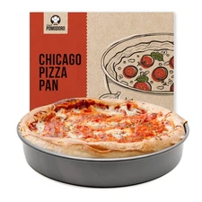 Chef Pomodoro 12-Inch Chicago Deep Dish Pizza Pan, Hard Anodized, Non-Stick