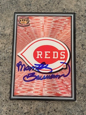 MARTY BRENNAMAN HOF 2000 CINCINNATI REDS 1990 WORLD SERIES CHAMPS SIGNED CARD #1