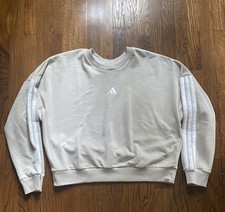 Women  s Adidas 3-Stripes Oversized Fleece Sweatshirt Size Large Top W 3S FT SWT