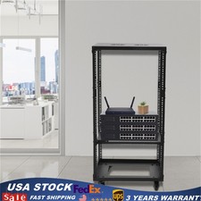 18U 18.5" 4 Post Open Frame Network Server Rack Adjustable Partition 0-31.5''