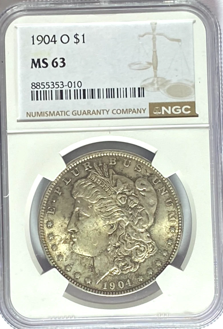 Silver MS 63 Graded 1904 Year Morgan US Dollars (1878-1921) for