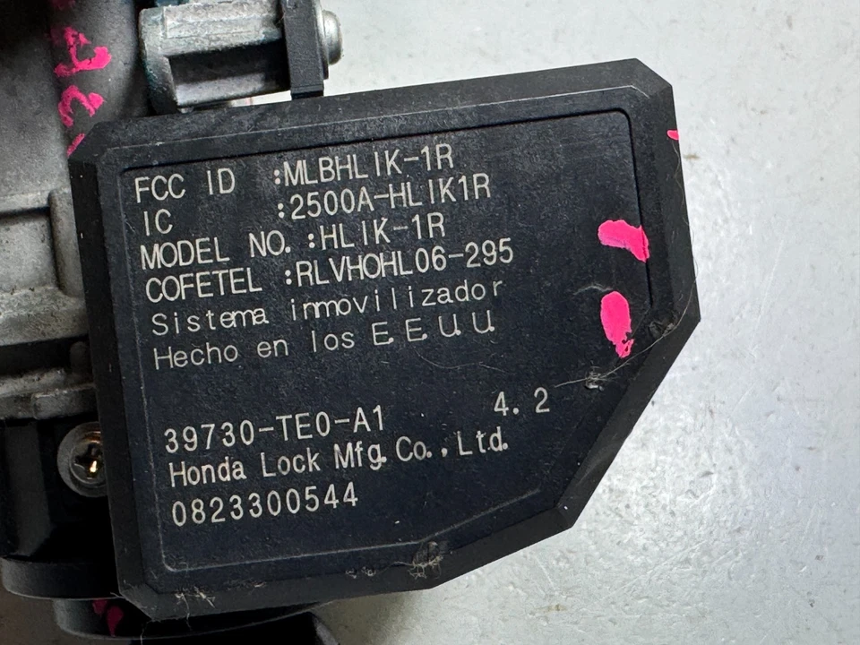 Interruptor de encendido Honda Accord 2008-2012 bloqueo con llave e inmovilizador OEM 39730-TE0-A1 Foto 3 de 4