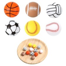 Sports Beads, 36 PCS Silicone Ball Beads 12mm Multicolor Baseball Basketball