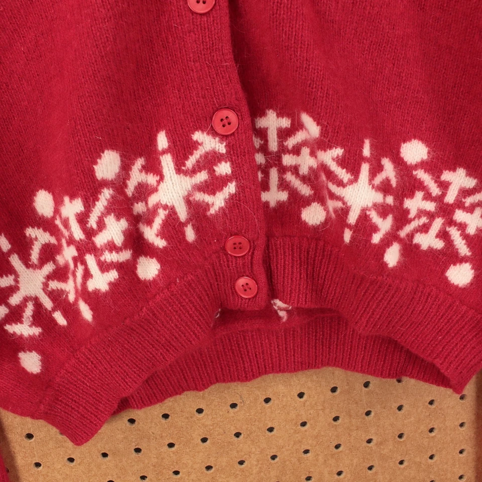 De colección CHRISTIAN DIOR Lana de Cordero Angora Copo de Nieve Vacaciones Navidad Cárdigan GRANDE Foto 2 de 4