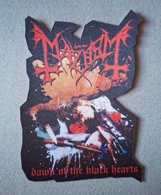 PATCH SHAPE LASER CUT -- MAYHEM - DAWN OF THE BLACK HEARTS -- BLACK METAL