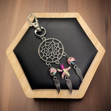 4 Silver-tone Star Dream Catcher Purse Clip Keychain New Free Ship B8902