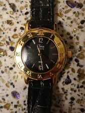 Vintage Timex Ladies Quartz Watch Black Leather Strap New Battery