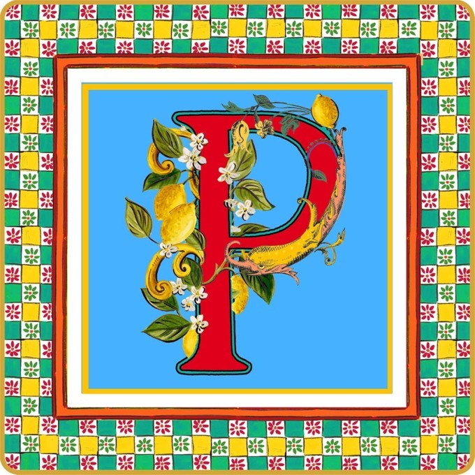 BACI MILANO SVUOTATASCHE MINI IN PORCELLANA 15 X 15 CM - ORTIGIA LETTERA P