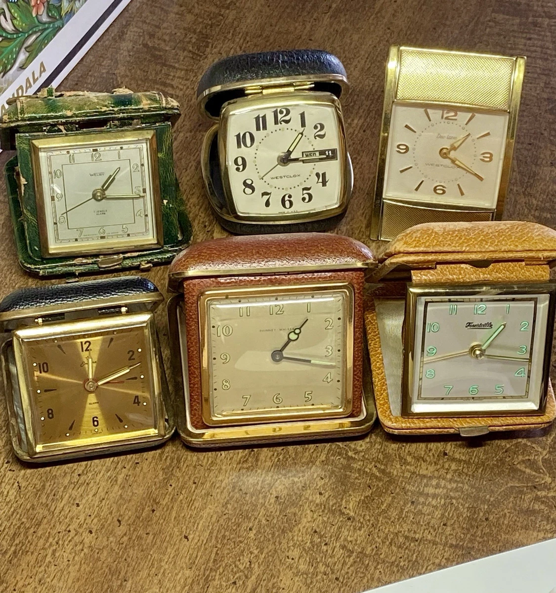VINTAGE ROMANO WEST Germany Brass Travel Mechanical Alarm Clock Works