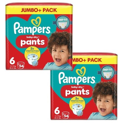 Pampers Baby-Trockenhosen Größe 6 Jumbo + Paket - 2 x 54 Windeln