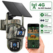 4G Cellular Trail Camera Solar Power 2K Dual Lens 360  Live Stream No WiFi Need