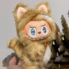 Fashionable Mini Plush Doll with Cute Furry Cat Clothes for Labubu Doll Clothes 