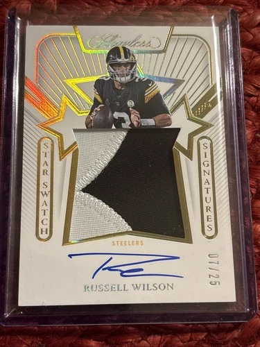 RUSSELL WILSON 2024 PANINI FLAWLESS STAR SWATCH STEELERS AUTO /25