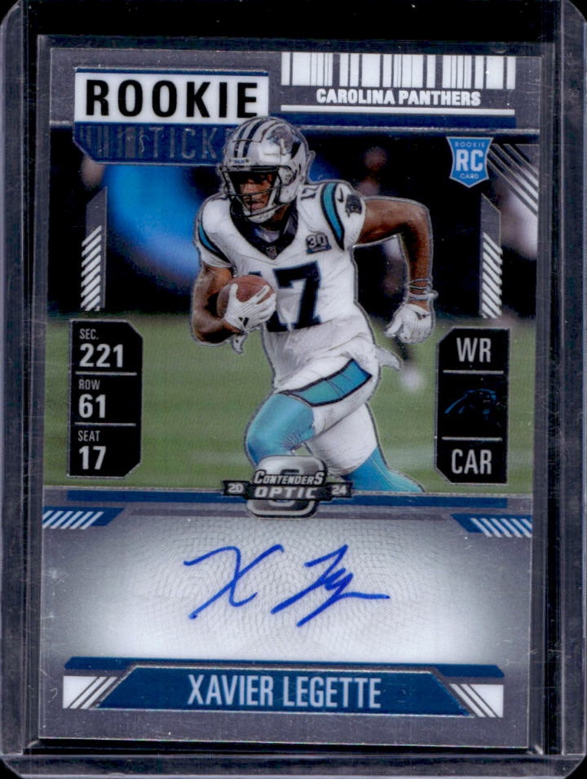2024 Contenders Optic Xavier Legette Rookie Ticket RPS Auto RC #107 Panthers