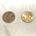 2 Walking Liberty Half Dollars 1930's 90% Silver Circulated