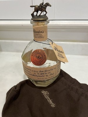 Blanton s Bourbon Whiskey Bottle Letter T Cork Empty Special Mystic Krewe Bag