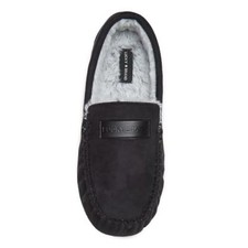 Men's Moccasin Slippers Cozy Indoor Footwear with Soft Lining Large Black