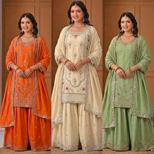 WEDDING PUNJABI STITCHED SHARARA PALAZZO SALWAR SUIT PLAZZO KURTI SHALWAR KAMEEZ