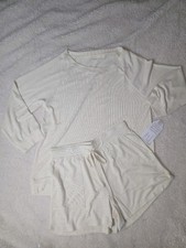 Softies Dream 3/4 Sleeve Boat Neck Top and Short Set Light Yellow Small New NWT