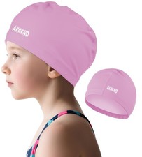 Kids Swim Cap, Fabric Swimming Cap with High Elasticity, Waterproof Durable S...