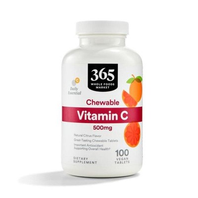 10/27 365 by Whole Foods Market, Chewable Vitamin C 500mg, Natural Citrus Flavor