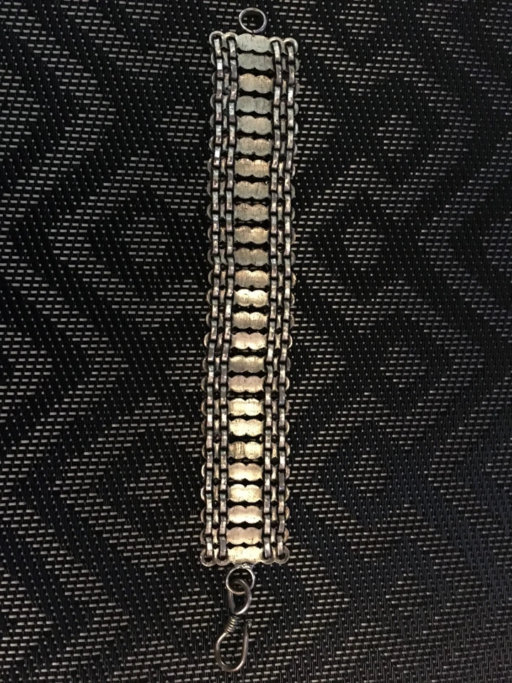 Bracciale Argento Indiano Artigianale Maglia a Fascia - Immagine 2 di 4