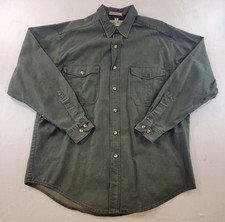 VTG Eddie Bauer Elkhorn Canvas USA Made Button Up Mens L