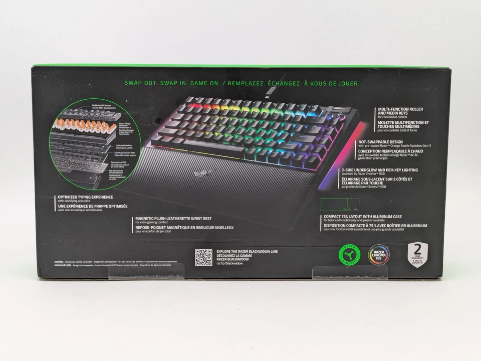 Razer BlackWidow V4 75% Wired Orange Switch Mechanical Gaming Keyboard | Black - Image 3 of 4