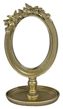 Vintage Style Gold Butterfly Floral Oval Vanity Mirror Tabletop Decor