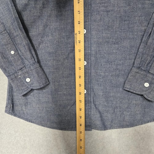 Spier & Mackay Shirt Mens 15.5 Blue Chambray Workwear Button Up Long Sleeve Slim - Picture 9 of 13