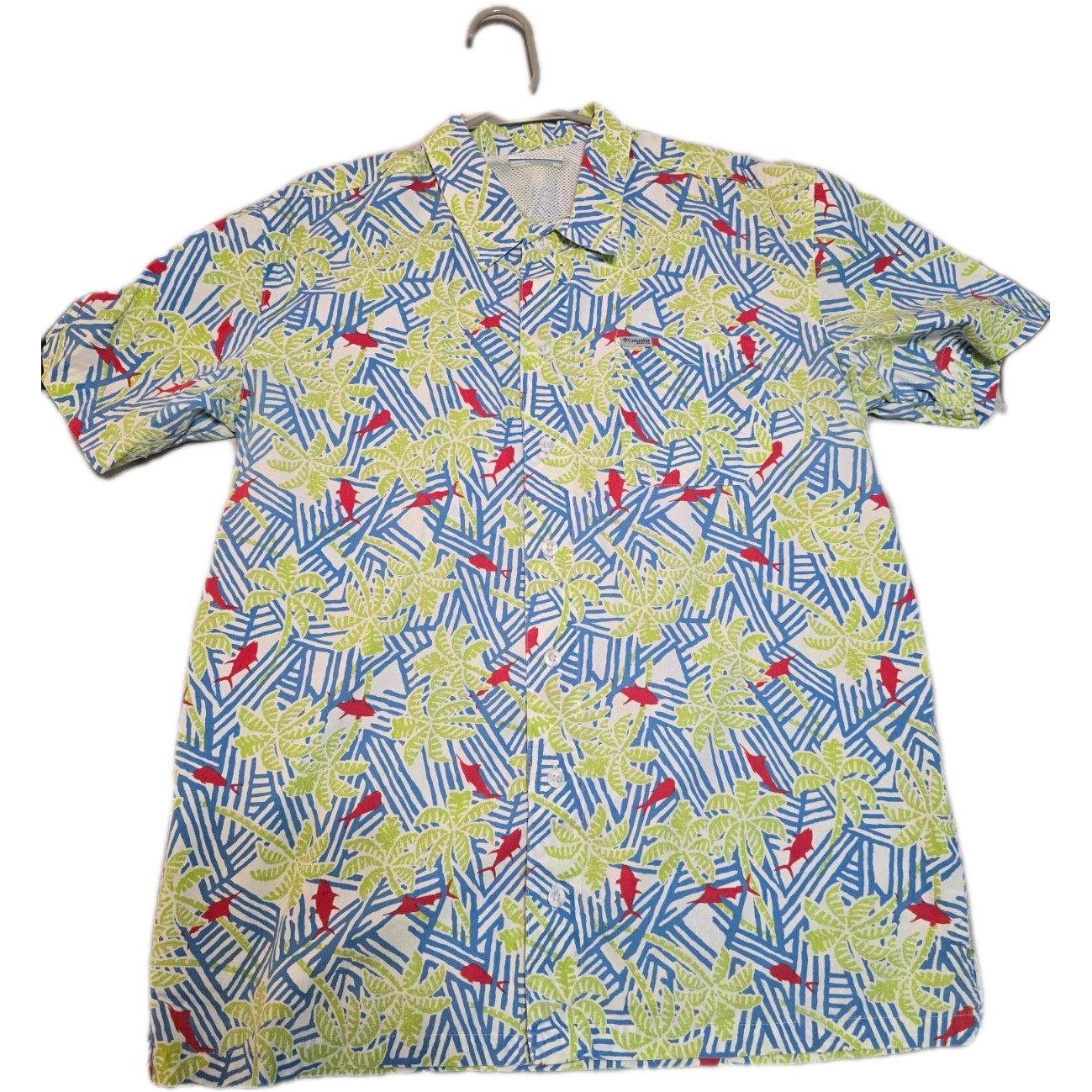 Columbia PFG Men's Short Sleeve Button-Up Shirt, Size Medium, Floral Print