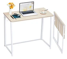  Folding Desk, Small Foldable Desk 31.5" for Small Small Size:31.5 x 15.7 Beige
