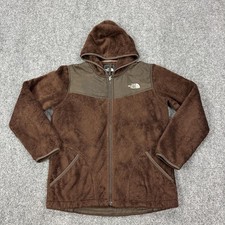 The North Face Fleece Jacket Girls Large Brown Hooded Full Zip Plush Soft Warm