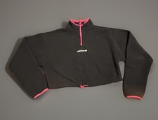 Black Fleece Adidas Cropped Quarter Zip Pullover Sweatshirt Wmns Small Pink