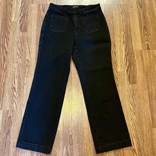 JUDY BLUE Front Pocket Jeans Size 16W (34x31) Black High Waist Straight Stretch