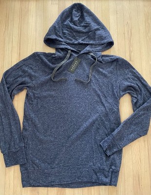 VELVET by G &S Colin02 Hooded Ultra-Soft Waffle Knit Sweater Navy S $158 NEWTAG!
