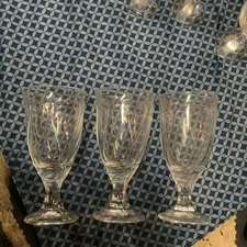 Noritake Sweet Swirl Clear 2 Water / 1 Iced Tea Goblets Stemmed Glasses EUC