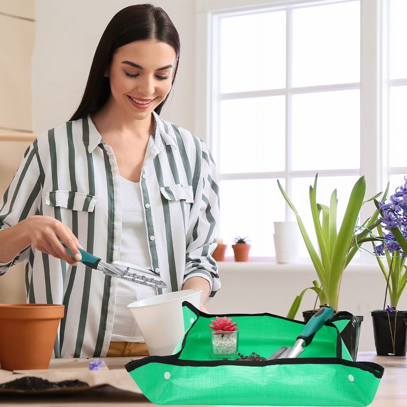7PCS Garden Hand Tools Set Stainless Steel Gardening Kit with Carry Tote Bag alternate view 6