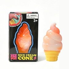 Nee Doh Nice Cream Cone Squeeze Toy, Squishy, Orange Needoh