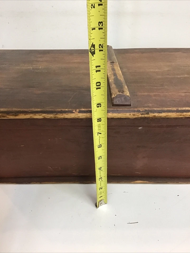 Caja de masa grande de mesa americana del siglo XIX ¿alguna pintura roja original álamo? Madera Foto 4 de 4